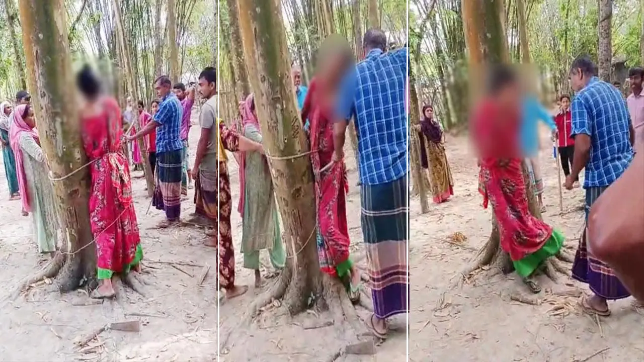 কুড়িগ্রামে চুরির অভিযোগে স্ত্রীকে গাছে