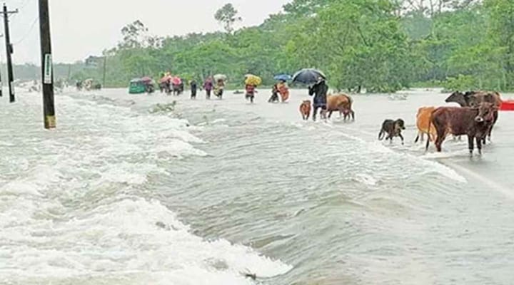 চার নদীর পানি বিপৎসীমার ওপরে বাড়ছে বন্যার ঝুঁকি