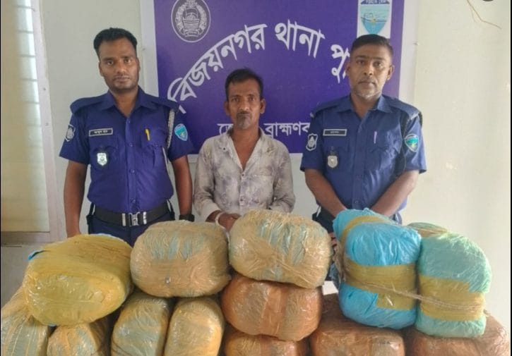 বিজয়নগরে ২৬ কেজি গাঁজাসহ মাদক কারবারী গ্রেফতার