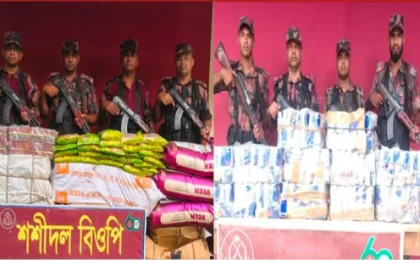 ব্রাহ্মণবাড়িয়া-কুমিল্লা সীমান্তে ৪২ লাখ টাকার ভারতীয় পণ্য জব্দ