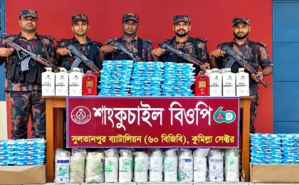 ব্রাহ্মণবাড়িয়া-কুমিল্লা সীমান্তে বিজিবির অভিযান, ৫০ লাখ টাকার চোরাচালানি পণ্য জব্দ